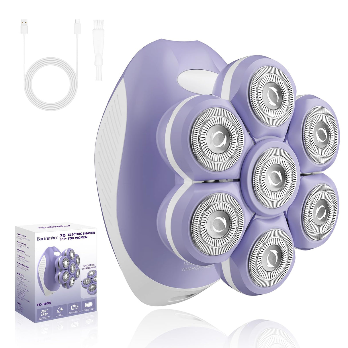 Bartrimber 7D Electric Razor for Women: Fast & Painless Full-Body Shaver for Legs & Face – Waterproof Hair Remover with Light & Travel Cover – Wet/Dry Use, Smooth Close Shave, Birthday Mother’s Gift