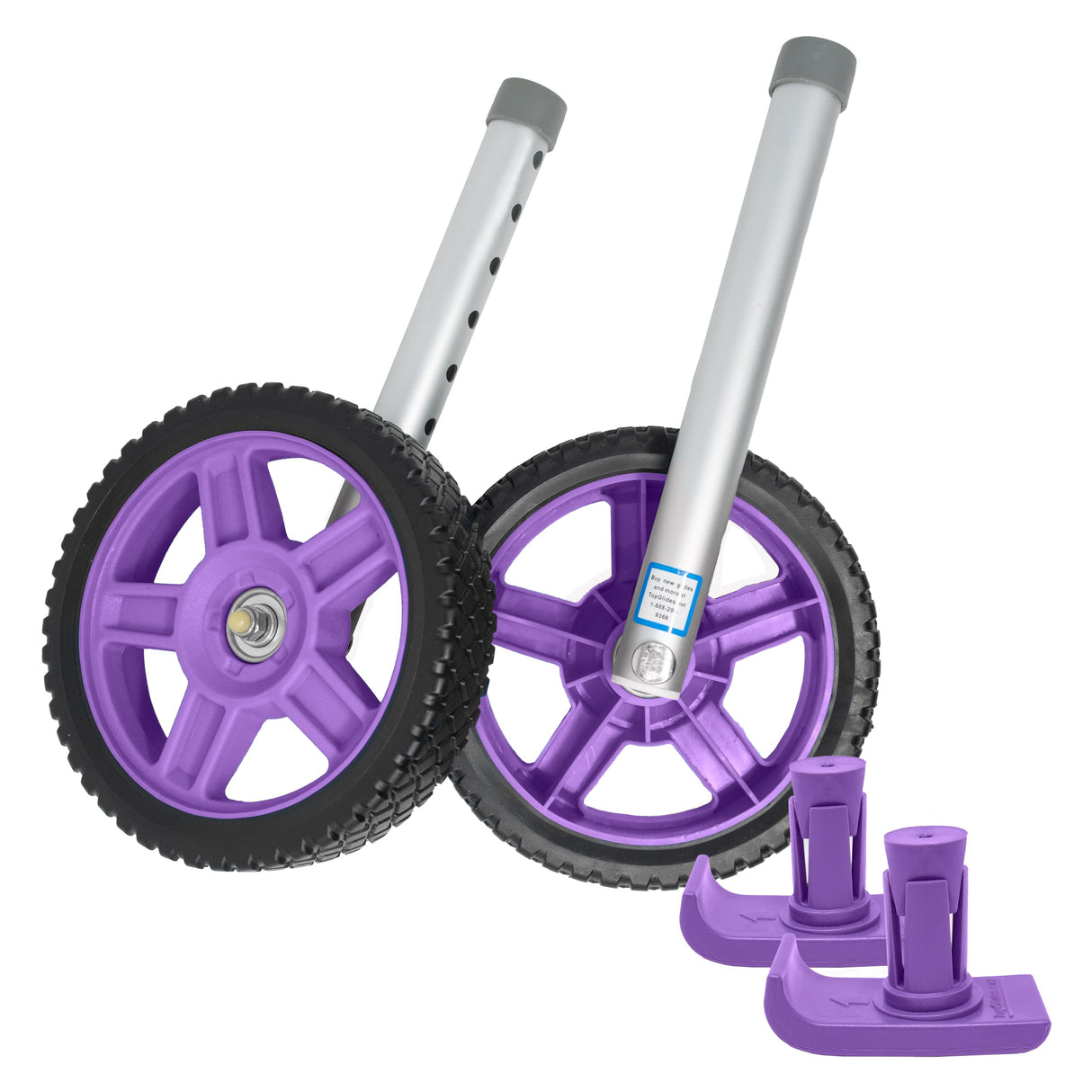 Top Glides 8" Off-Road Walker Wheel Kits with Flexfit Universal Ski Glides (Purple)