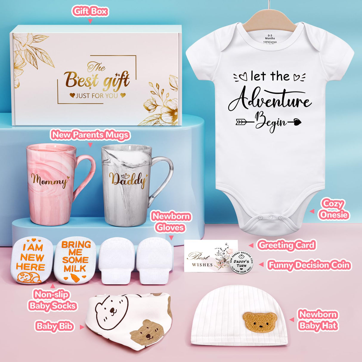 Christmas Stocking Stuffers White Elephant Gifts for Adults: Gender Reveal Gifts for Parents to Be, Baby Shower Gifts for Mom to Be, Pregnancy Gifts for First Time Moms, Expecting Parents Gifts Set