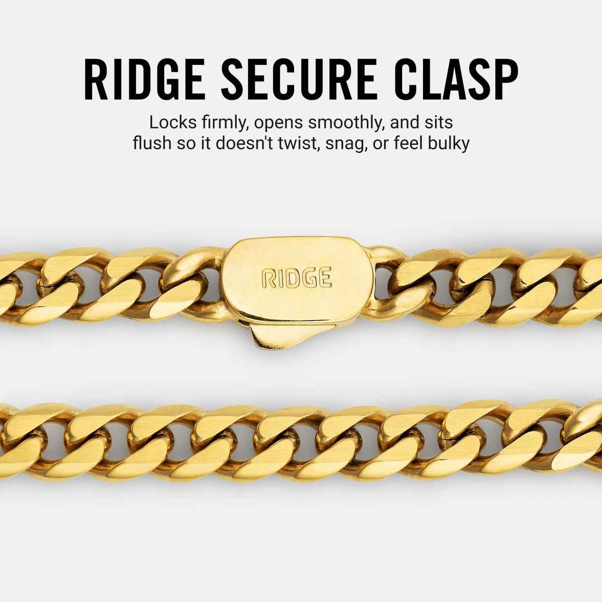RIDGE 6mm 18K Gold Curb Bracelet for Men, Rugged and Durable Menβs Bracelet with Secure Clasp β Size M (18K Gold)