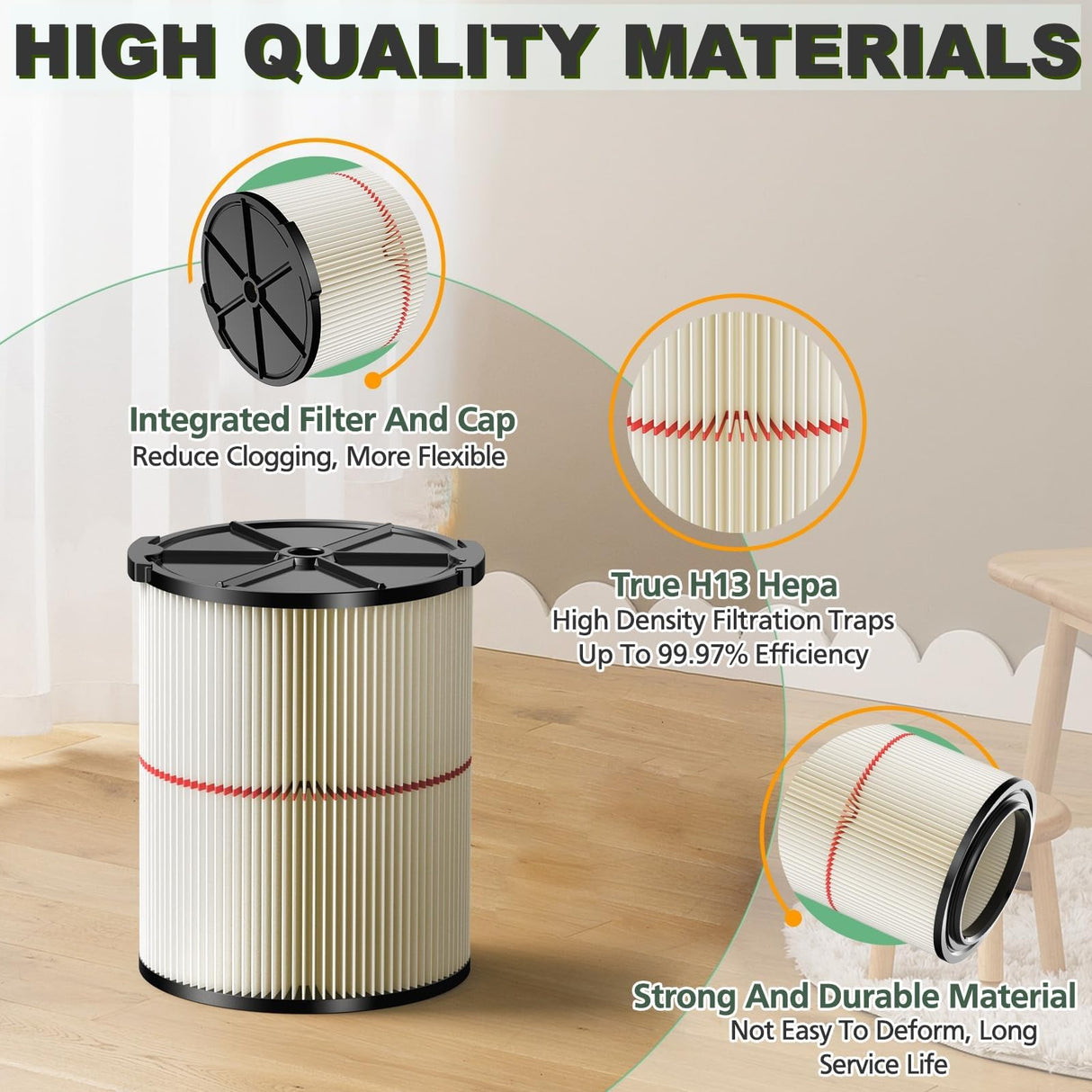 Dooniass 1 Pack Replacement Cartridge Filter Compatible with Craftsman 17816 9-17816 Wet Dry Vac fit 5/6/8/12/16/32 Gallon & Larger Vacuum Cleaner