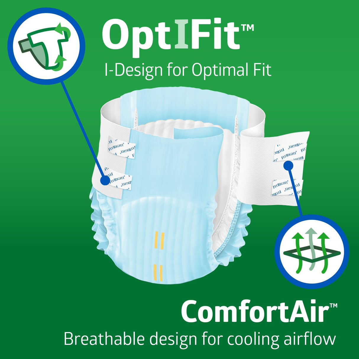 FitRight Adult Diapers, Ultra Heavy Absorbency, L (Waist Size 44in-56in), 80 Count, OptiFit Incontinence Briefs for Men and Women, Disposable, Moisture-Wicking, Leak Protection,