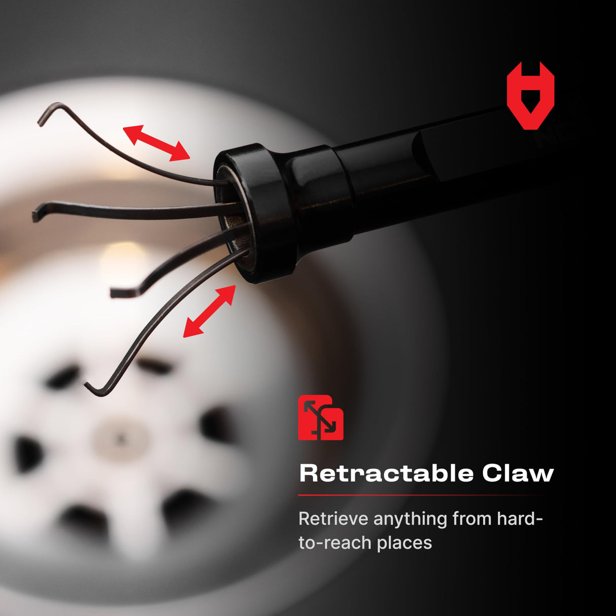 NoCry Magnetic Flexible Claw Grabber Pickup Tool with Bright LED Light - 27.7in Long Magnetic Pickup Tool, Retractable Claw Grabbing Tool, Magnetic Grabber Tool with 5lb Pull Strength Pick Up Tool