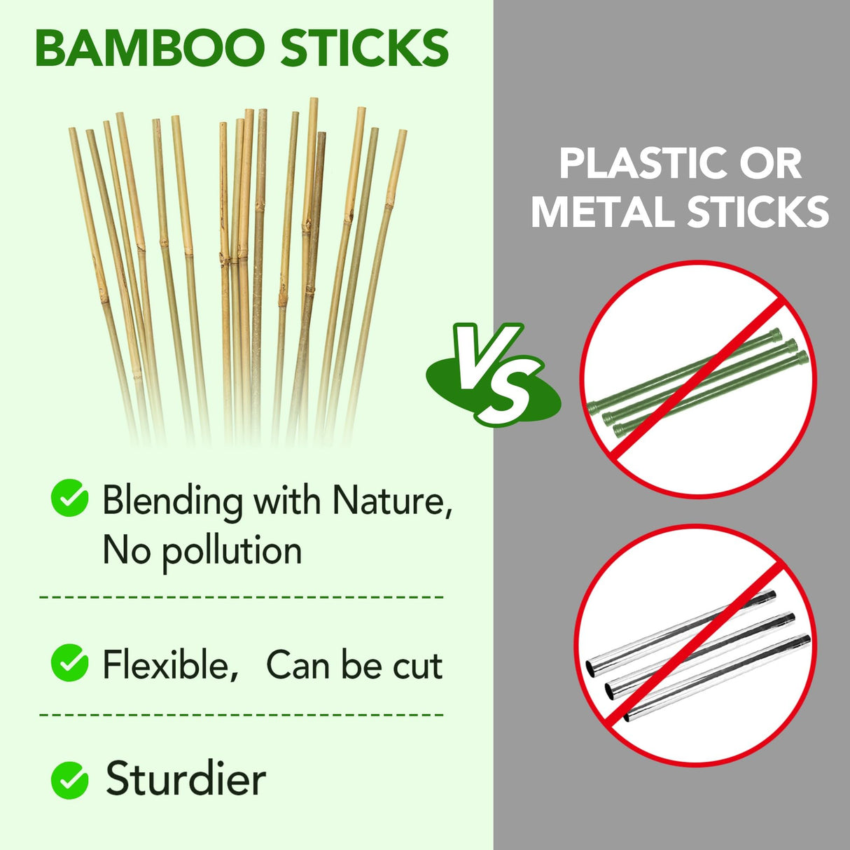 Taoskai 60Pcs Bamboo Stakes for Plant 4 Feet, Garden Bamboo Plant Stakes for Plants Support, Bamboo Sticks for Climbing Plants, Tomatoes, Sunflowers, Beans, Potted Plants, Trees