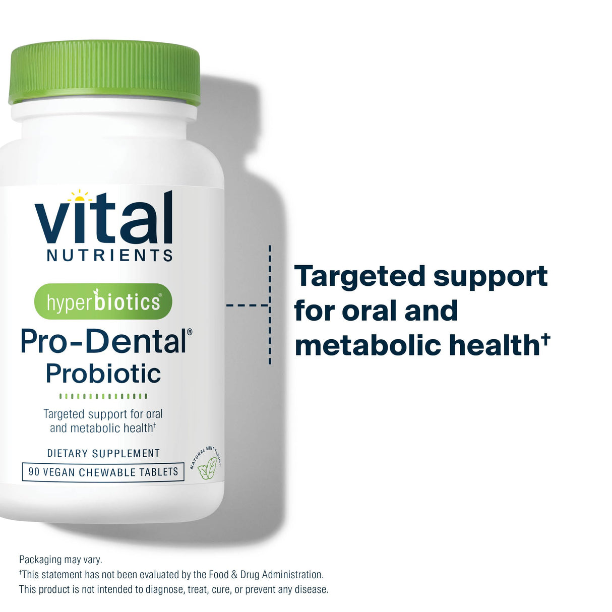 Hyperbiotics Vital Nutrients Pro Dental Probiotic | Clinically Studied BLIS K12 and M18 | Oral Probiotics for Bad Breath treatment for adults | Oral Health for teeth and gums | 90 Mint Tablets