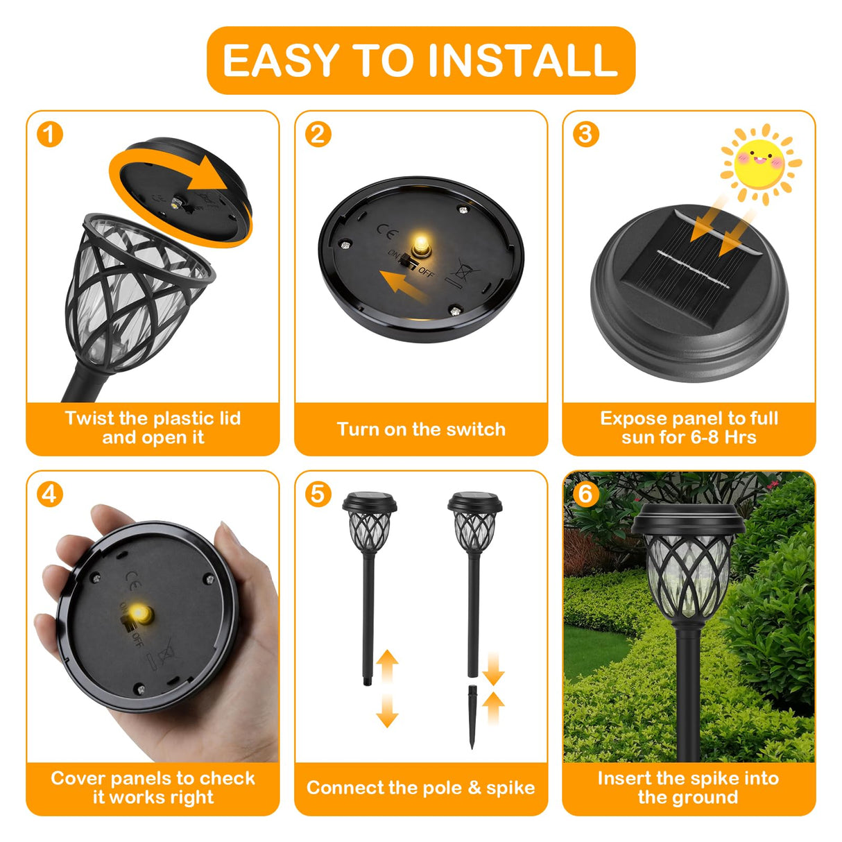 ruhotili Solar Outdoor Lights, Outdoor Waterproof IP65, Bright Powered by Solar Garden Lights for Patio, Yard, Driveway Decoration (8 Pack