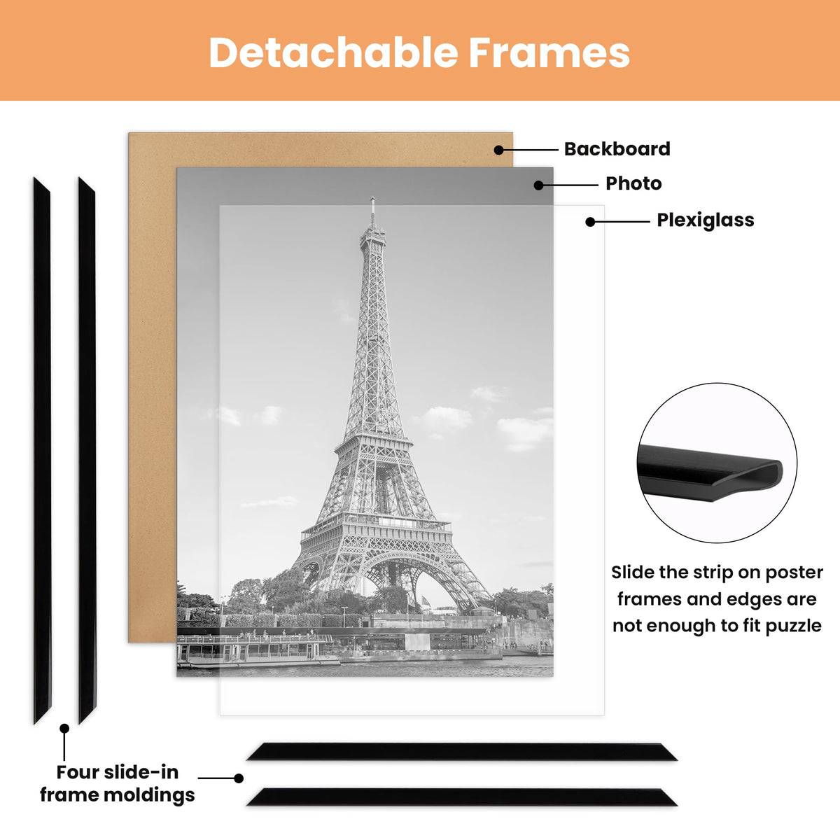 upsimples 16x20 Poster Frame, Easy Slide-In Assembly, Black, 3 Pack