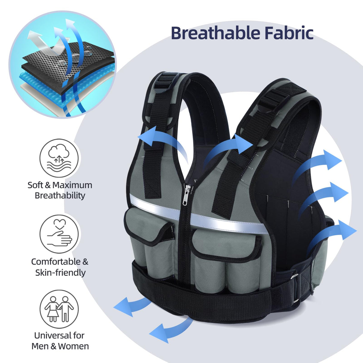 Adjustable Weighted Vest Weights Set: Sportneer 2-18 lbs/2-42 lbs Body Weight Vests 16 In 1 Fast Adjust Running Vest for Men Women Gym Home Workout Fitness Strength Training 2-18/42 lbs Removable