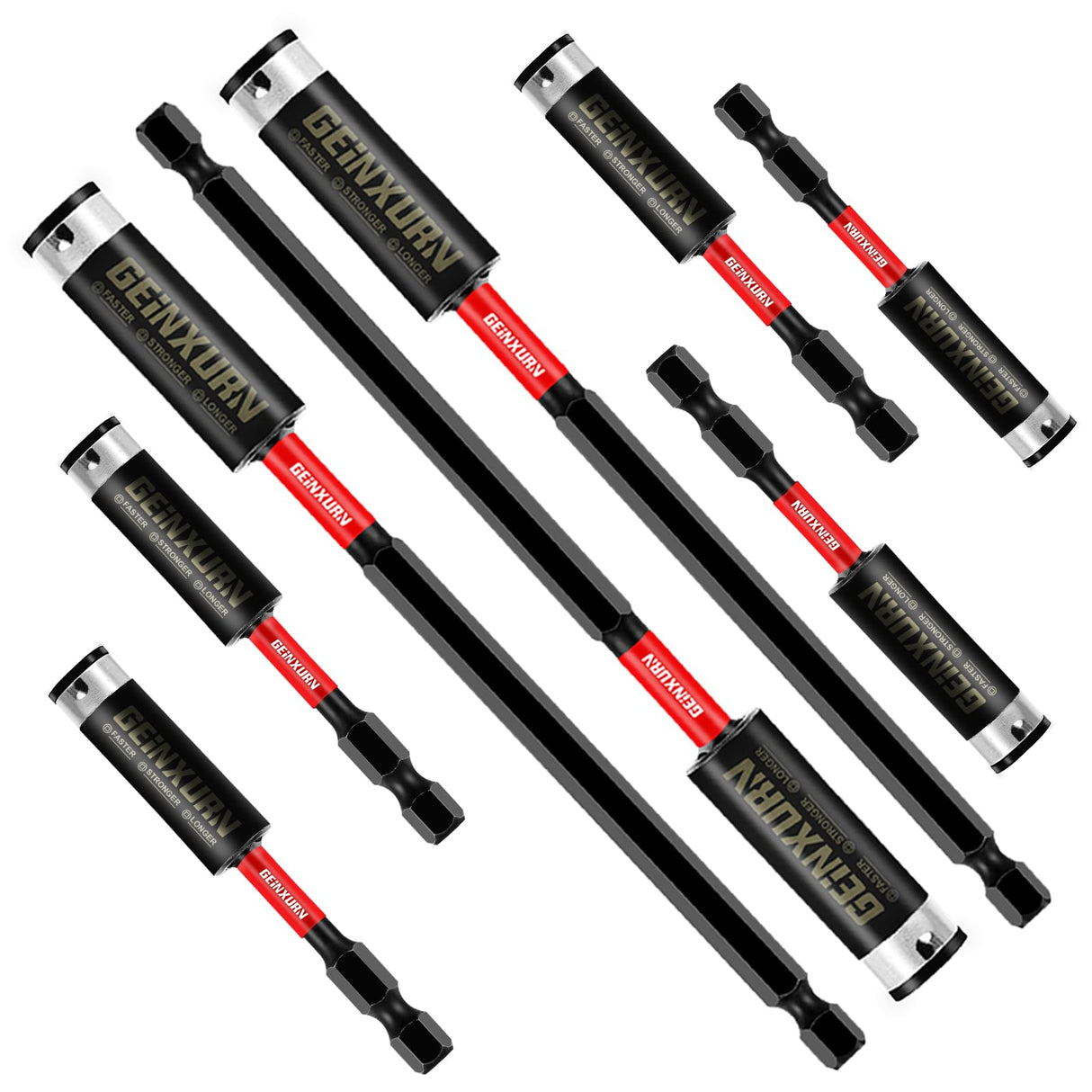 Geinxurn 8PACK Impact Magnetic Screwdriver Bit Holders, Extension Socket Drill Bit Holder S2 Alloy Steel Hex Shank Quick-Change Drill Bit Guide(3inches and 6inches)
