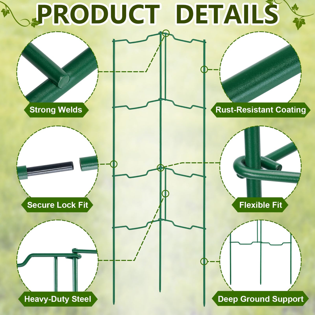 ComfyKit 2 Pack 32 Inch Stacking Tomato Ladders, V-Shape Garden Trellis