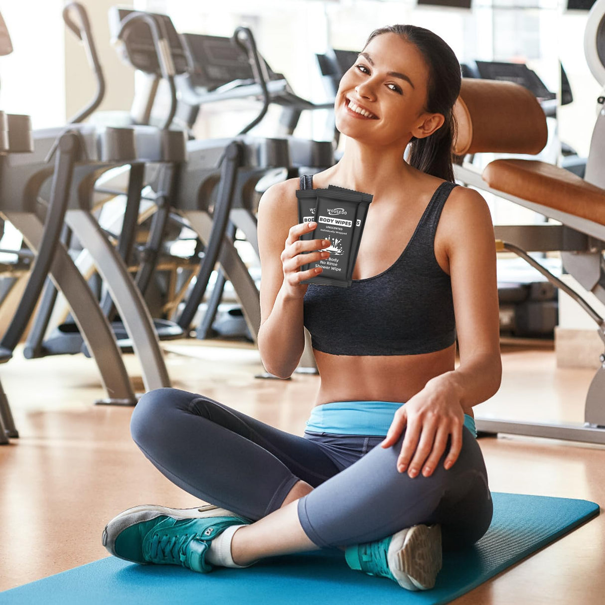 300 Pcs Ultra Thick Soft Large Body Wipes Individually Wrapped(7.87" x 9.45"),Shower Wipes for Adults Bathing No Rinse,Personal Cleansing Wipes for Travel Gym,Bulk Deodorant for Homeless(Black)