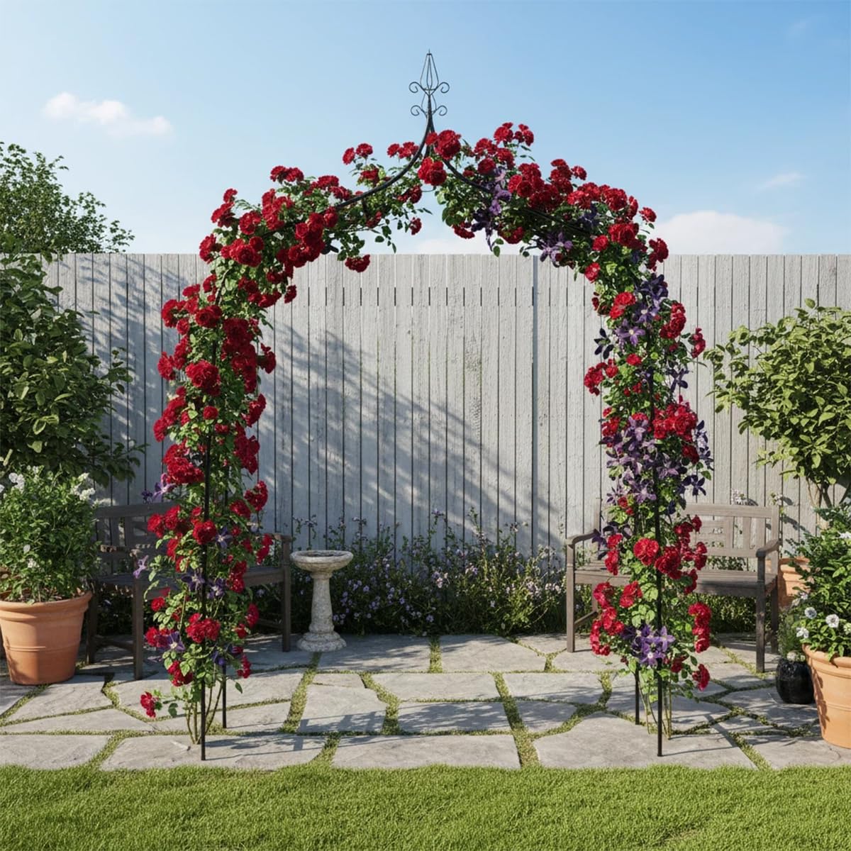 Thick Gothic Pointed Metal Garden Arch Rust-Proof for Climbing Vines Roses