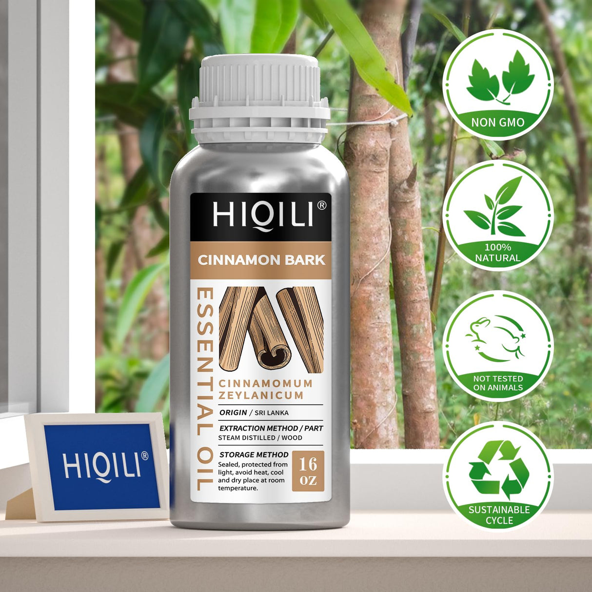 HIQILI Cinnamon Essential Oil for Candle, Spary & Diffuser - 100% Pure Natural - Indoor and Outdoor