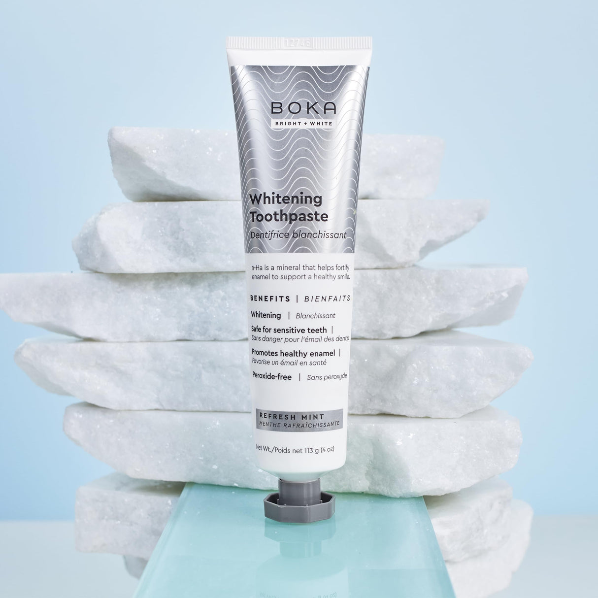 Boka Fluoride Free Toothpaste Nano Hydroxyapatite, Helps Remineralize, Appropriate for Sensitive Teeth, Whitening - for Adult, Kids Oral Care - Refresh Mint Flavor, 4 Fl Oz 3Pk