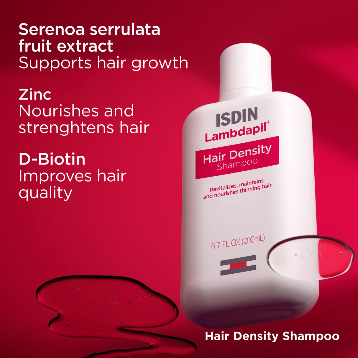 ISDIN Lambdapil hair volumizing Shampoo: Hair density shampoo for thinning hair 6.7FL OZ (200ml).