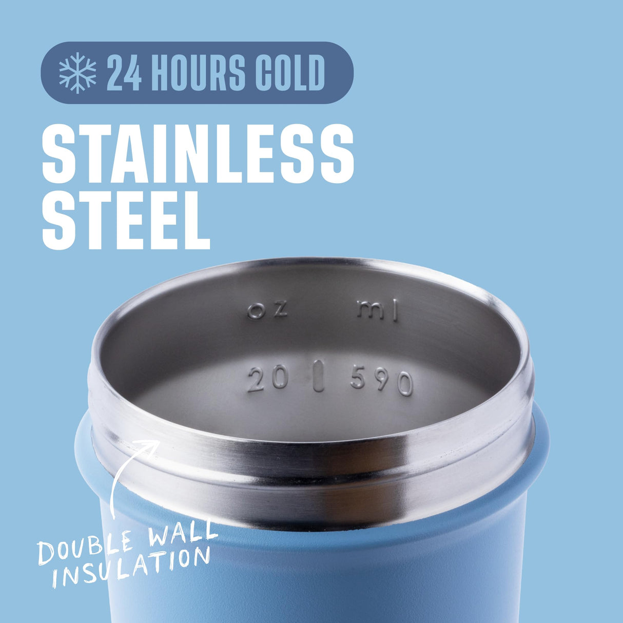 BlenderBottle Sport Sleek Insulated Stainless Steel Shaker Bottle with Wire Whisk, 25-Ounce, Dusty Blue – Protein Shakes & Hydration for Athletes & Fitness Enthusiasts, Easy Mixing, Slim Easy to Hold, Keeps Drinks Cold, Lockable Lid