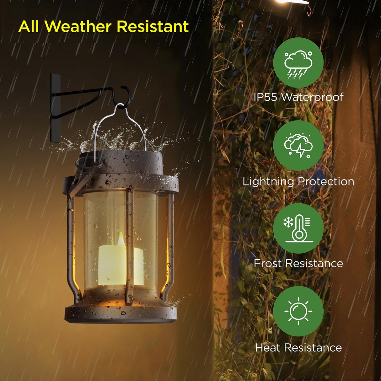FriutShine Solar Lantern Outdoor & Indoor Use – Hanging Solar Lights with Realistic Flickering Flameless Candle, Weatherproof for Gardens, Patios, Trees, and Lawns (Black + Gray, 2 Pack)