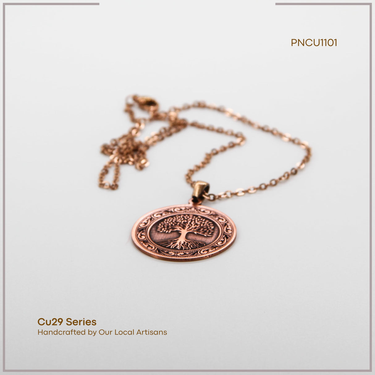 acycraft Tree of Life Pure Copper Pendant Necklace, Engraved Round Medallion (1.2”), 20.5” Stainless Steel Chain, Gift-Boxed | Aspendos