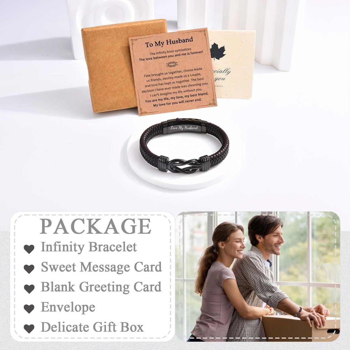 EFVISD Gift for Husband from Wife, Husband Bracelet for Him Men
