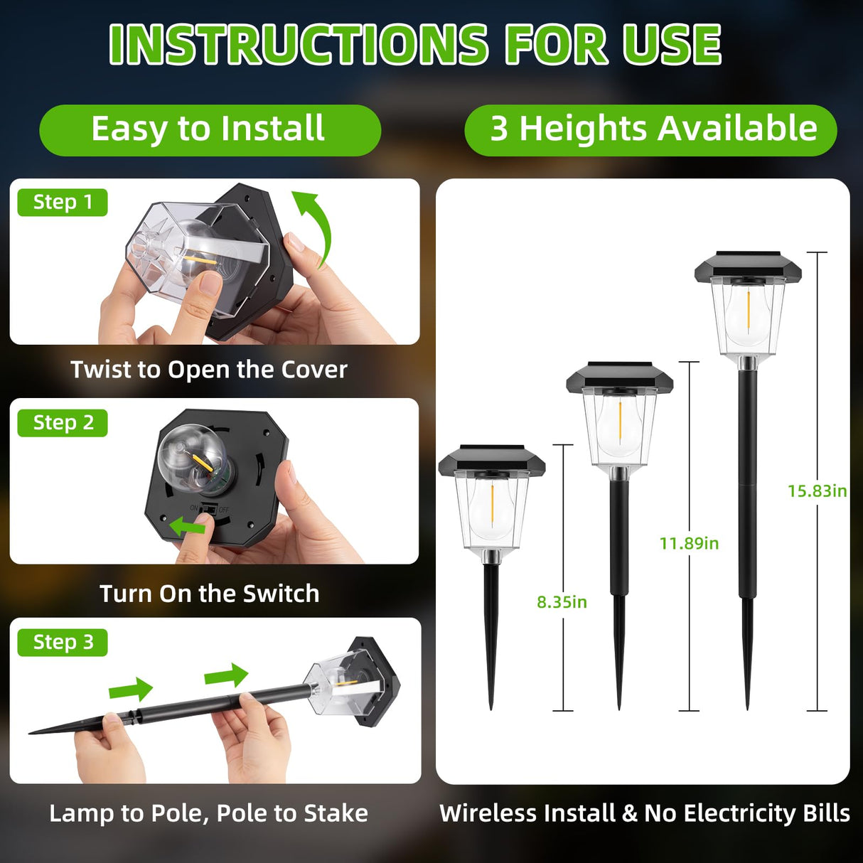 Ruboliy 16Pack Solar Outdoor Lights, Solar Landscape Lighting for Path Walkway Lawn Garden Yard Outside Décor, Black