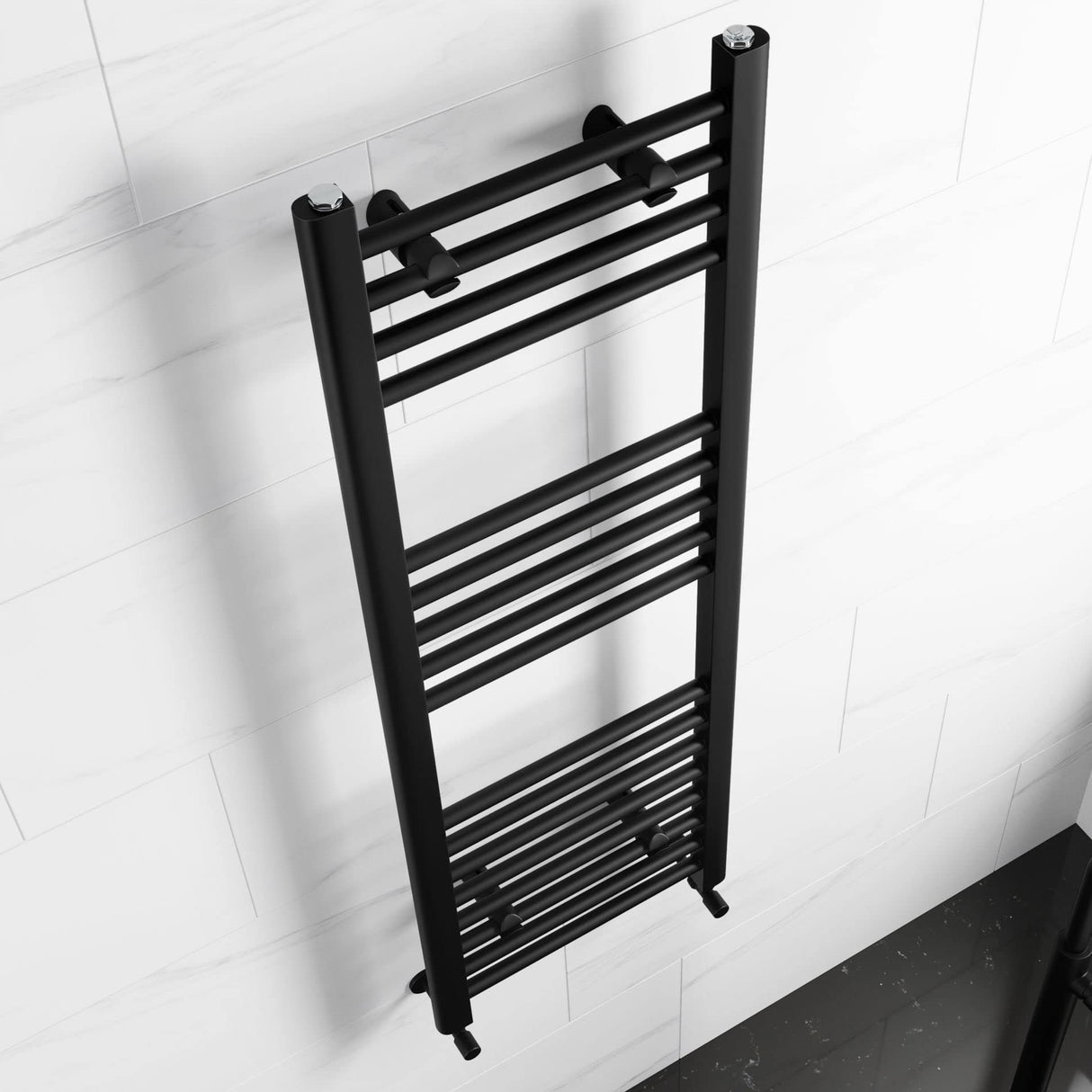 Sandy Beach Black Angled Radiator Valves - Black Angled Heated Towel Rail Radiator Valves - Black Radiator Valves, Radiator Valves Black Suitable for Internal Radiators or Heated Towel Rails (15mm)