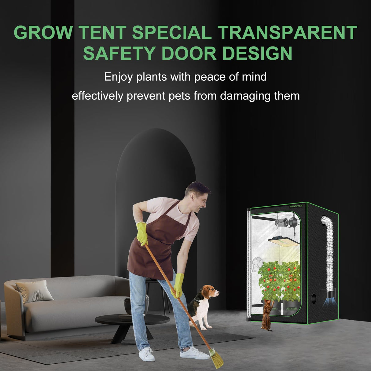 MELONFARM 2x2 Grow Tent, 24"x24"x32" Double Transparent Viewing Door Indoor Grow Tent, Growing Tent with High Reflective Mylar & Floor Tray, Plant Tent for Indoor Hydroponics Growing