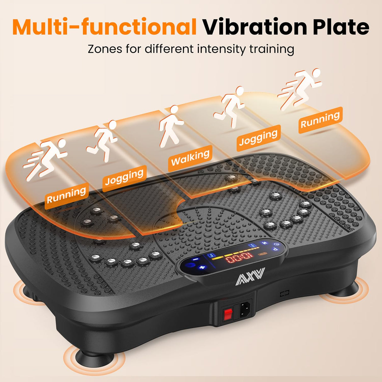 AXV Vibration Plate Fitness Platform Exercise Machine Vibrating Lymphatic Drainage Shaking Full Body Shaker Workout Vibrate Stand Shake Board Sport Gym for Weight Loss Fat Burner for Women Men