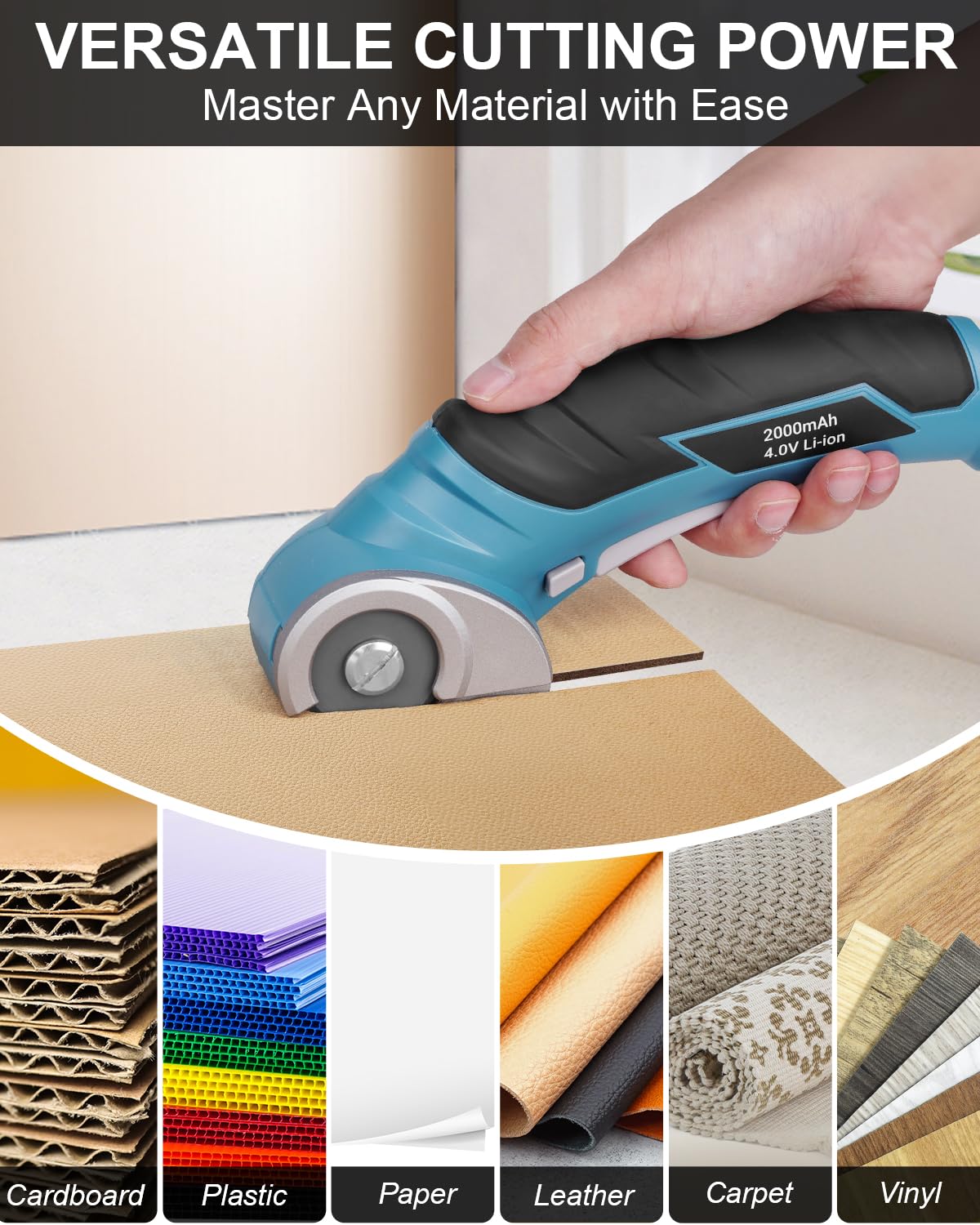 Cardboard Cutter Cordless Electric Scissors - Stocking Stuffers for Men Gifts Christmas 4V Electric Box Cutter for Cardboard Recycling, Heavy Duty Carpet Cutting Tool for Plastic, Thin Box, Leather