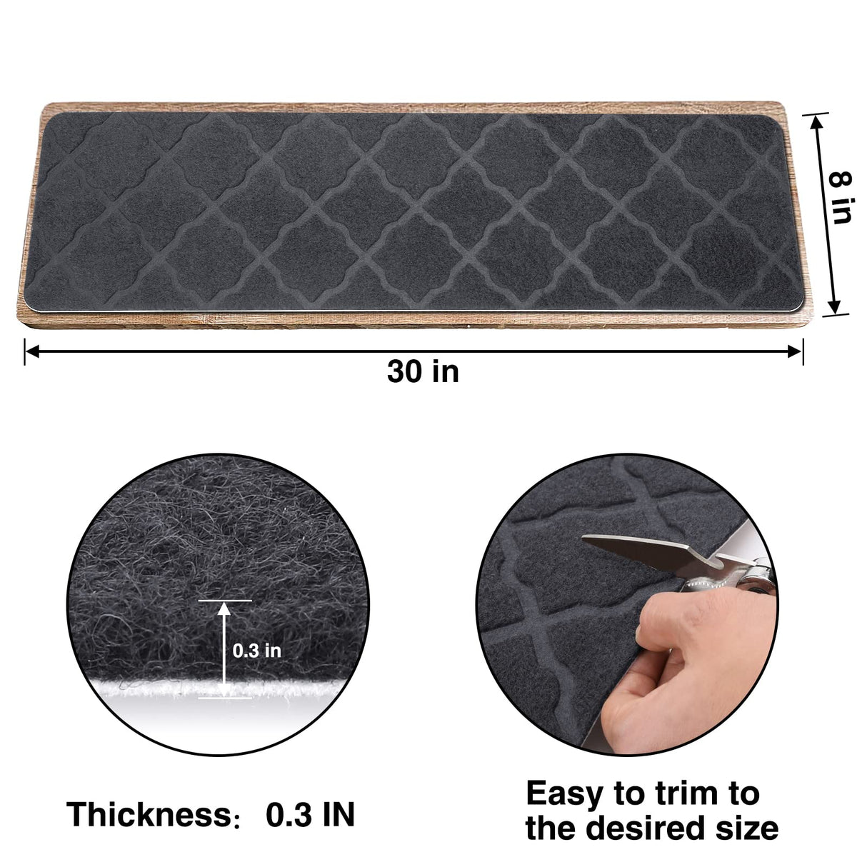 Stair Treads for Wooden Steps 15pcs - 8x30in Carpet Stairs Runner Indoor Non-Slip Stair Mats for Kids Elders and Pets