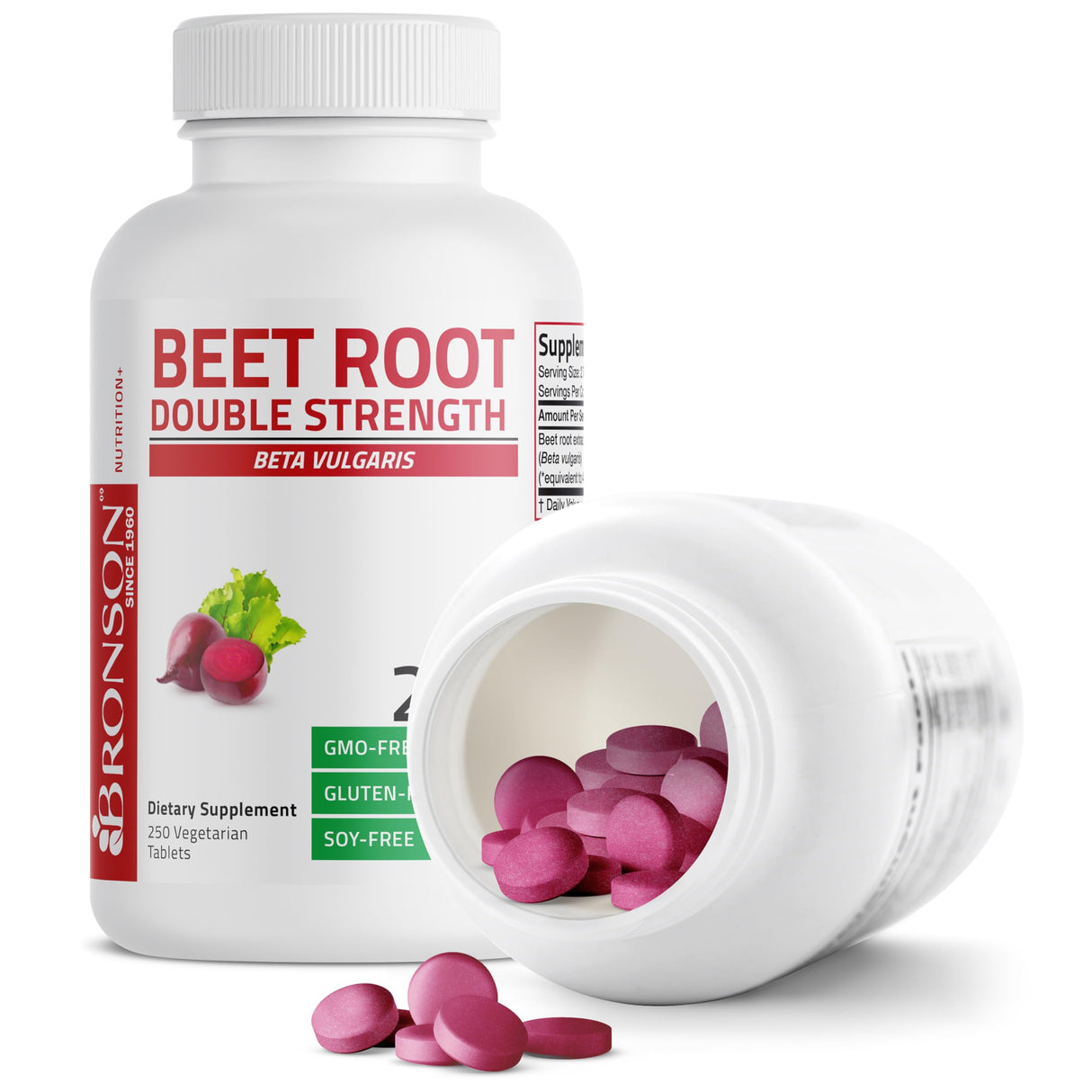 Bronson Beet Root Double Strength, Non-GMO, 250 Vegetarian Tablets