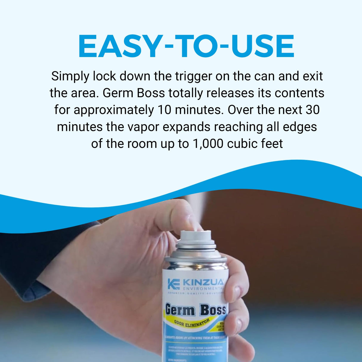 Germ Boss Strong Odor Eliminator, Fast-Acting Cleaning & Deodorizing Fogger, Mold Bomb Fogger for Smell Control with Fresh Scent, Covers Up to 1,000 cu ft, 6 oz