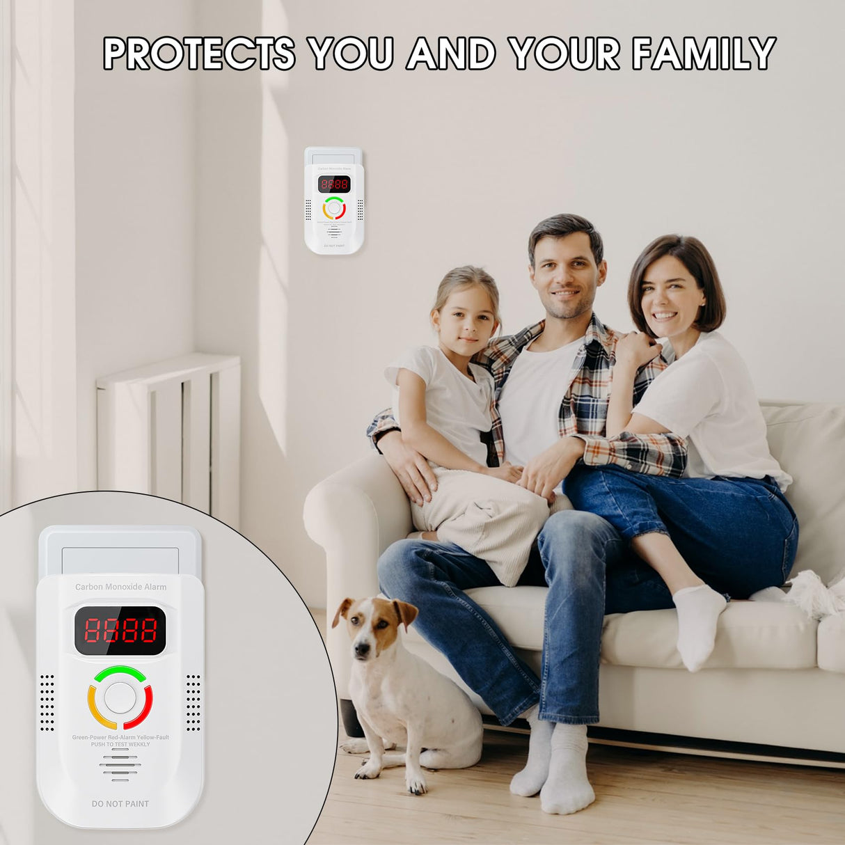 Portable Carbon Monoxide Detectors Plug in for Travel, CO Detector with LED Digital Display, Carbon Monoxide Alarm with Audible and Visual Alarm & Test Mute Button, CO Gas Monitor for Home/Hotel