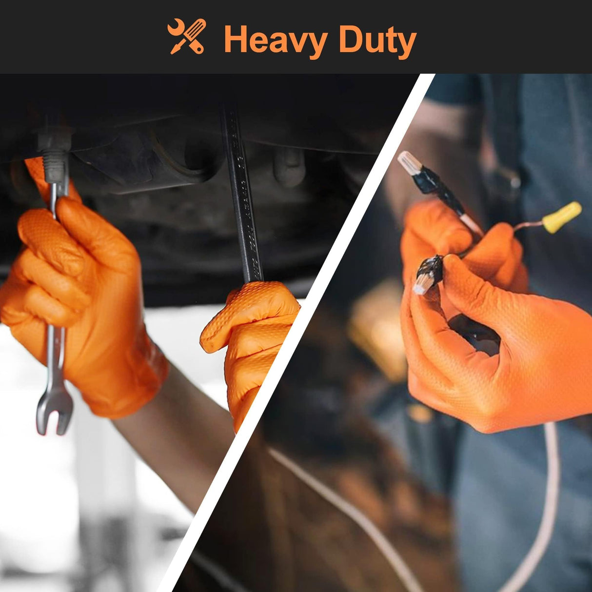 TitanFlex Heavy Duty Industrial Orange Nitrile Gloves, 8-mil, Gloves Disposable Latex Free with Raised Diamond Texture Grip, Powder Free, Rubber Glove, Mechanic Gloves,100-ct Box (XL)