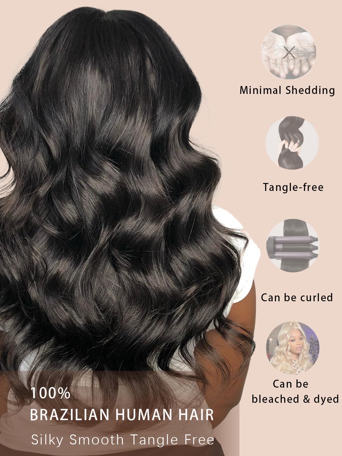 Human Hair Bundles 20 22 24 26 Inch Body Wave Bundles Human Hair 100% Unprocessed Brazilian Quick Weave 4 Bundles deals Human Hair Extensions Natural Black YNiSew