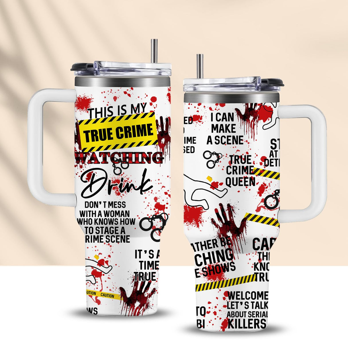 CGMIBAS True Crime Gifts for Women Men - 40oz Funny Crime Scene Tumbler, Stainless Steel Travel Mug for Horror Podcast Fans, Crime Junkie Merch, Christmas Birthday Detective Lover Gift