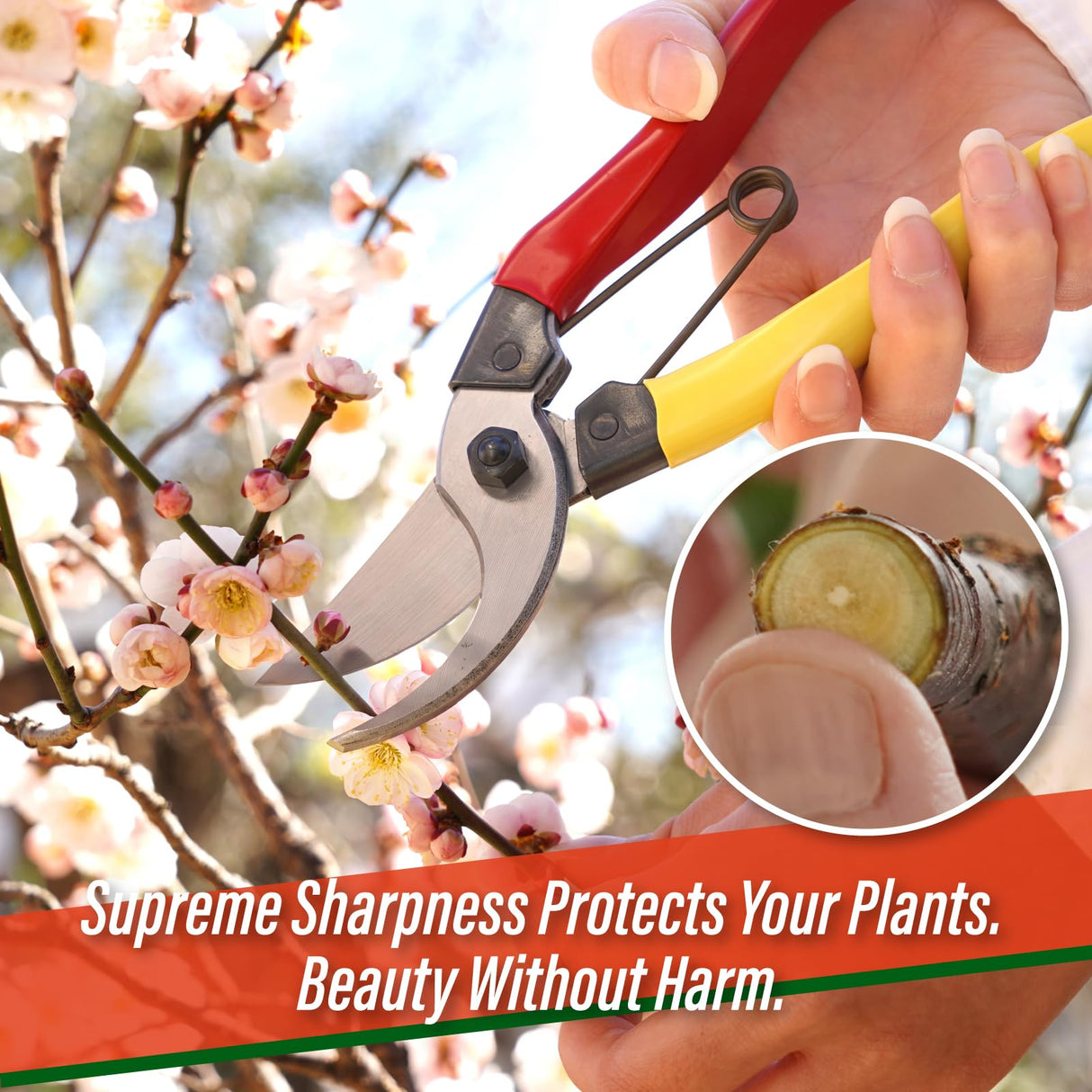 SUIZAN Bypass Pruning Shears 8" - Japanese Hand Pruners Garden Scissors