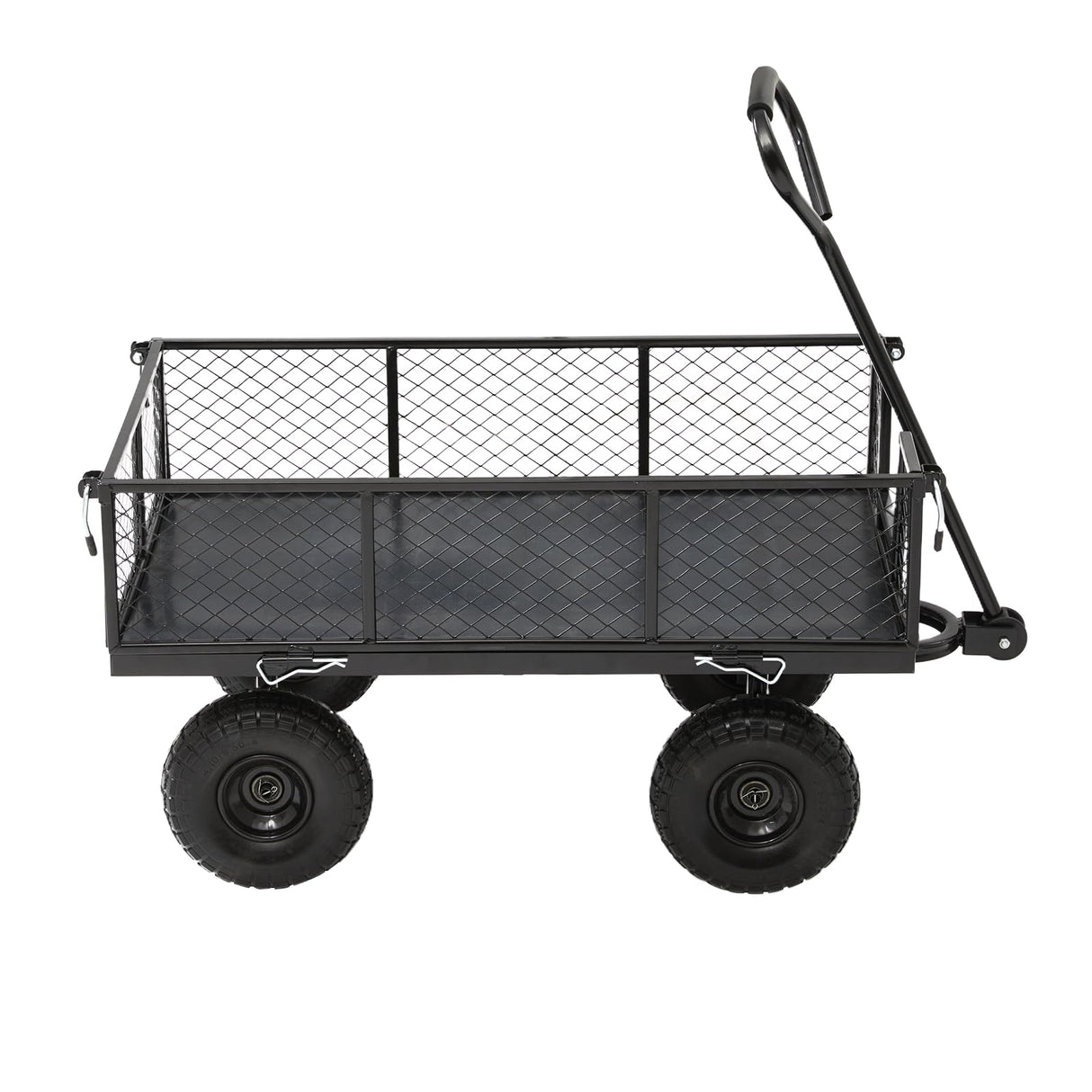 HEAHOLD Heavy Duty Garden Wagon Cart – 880 LBS Steel Utility Cart with All-Terrain 3.50-4" Solid Wheels, 10" Tires, 180° Rotating Handle, Removable Sides, Laser-Welded Frame
