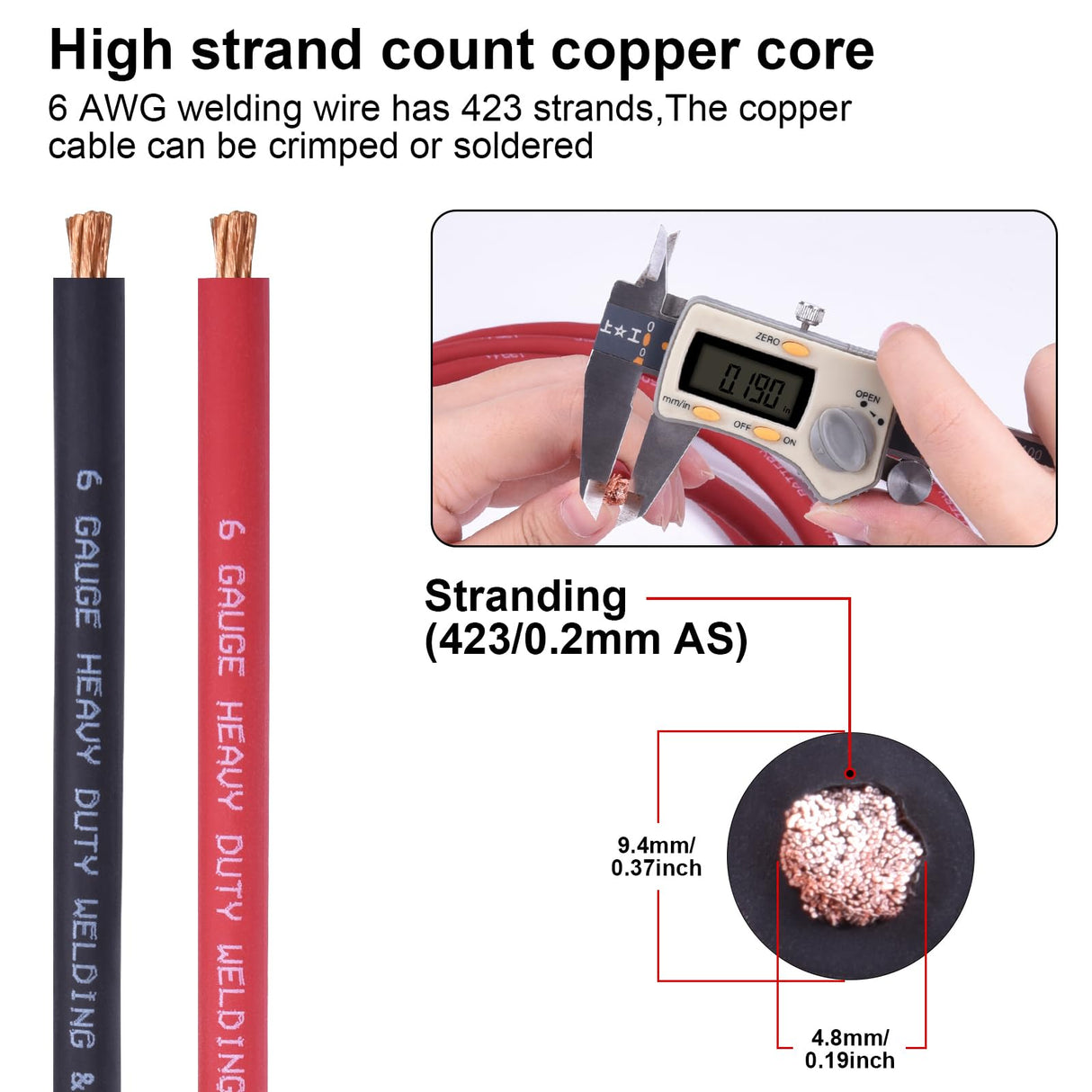 iGreely 6 Gauge 6 AWG Wire 10 Feet Black + 10 Feet Red Ultra Flexible Welding Battery Pure Copper Cable + 5pcs of 5/16" & 5pcs 3/8" Copper Cable Lug Terminal Connectors+Heat Shrink Tubing