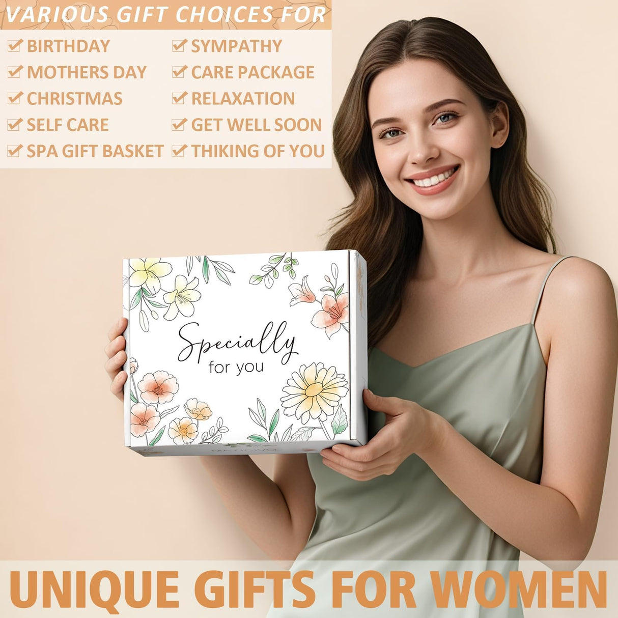 Self Care Get Well Soon Gifts Basket for Women, Birthday Gifts for Women Spa Care Package, Thinking of You Inspirational Sympathy Gift Basket, Unique Christmas Gift for Mom Her Wife Best Friend Sister