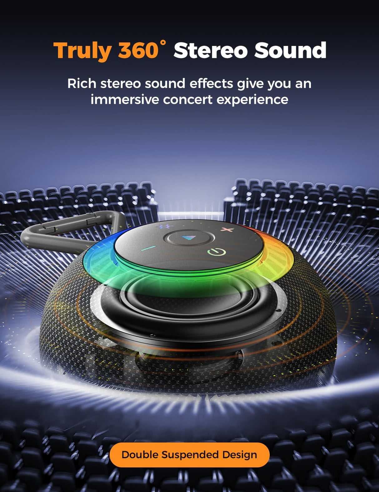 Stocking Stuffers for Men Teens Boys : Birthday Christmas White Elephant Gifts for Adults Women Girl Trendy Stuff, Shower Speaker Bluetooth Waterproof IPX7 Loud with Suction Cup, Cool Gadgets-Black