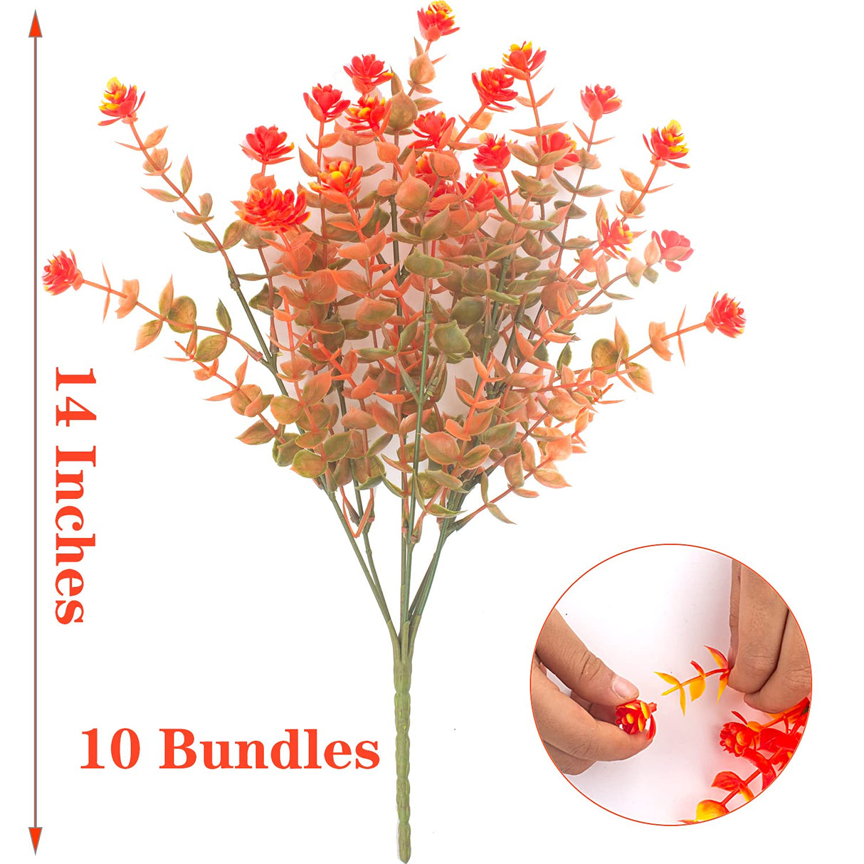 Artificial Fall Flowers, Fake Outdoor UV Resistant Autumn Plants for Home Kitchen Christmas Festival Thanksgiving Autumns Decoration(Fall Orange)