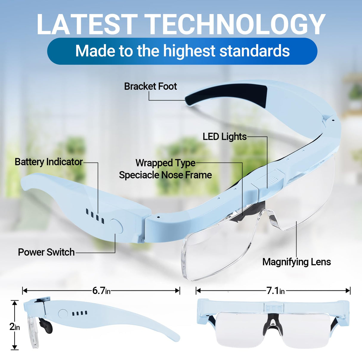 YOCTOSUN Magnifying Glasses with 3 LED Lights, Magnifying Headset with 5 Detachable Lenses 0.75X,1.25X,2.0X,3.0X and 4.0X, Headband Magnifier for Close Work, Hobby Crafts