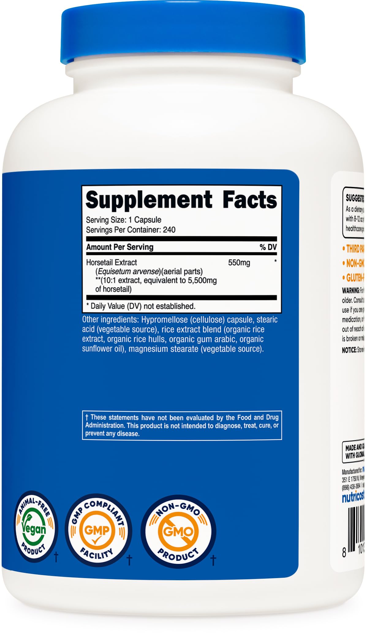 Nutricost Horsetail Extract Capsules (5,500 MG Equivalent Per Serving, 240 Servings) - Non GMO, Vegan