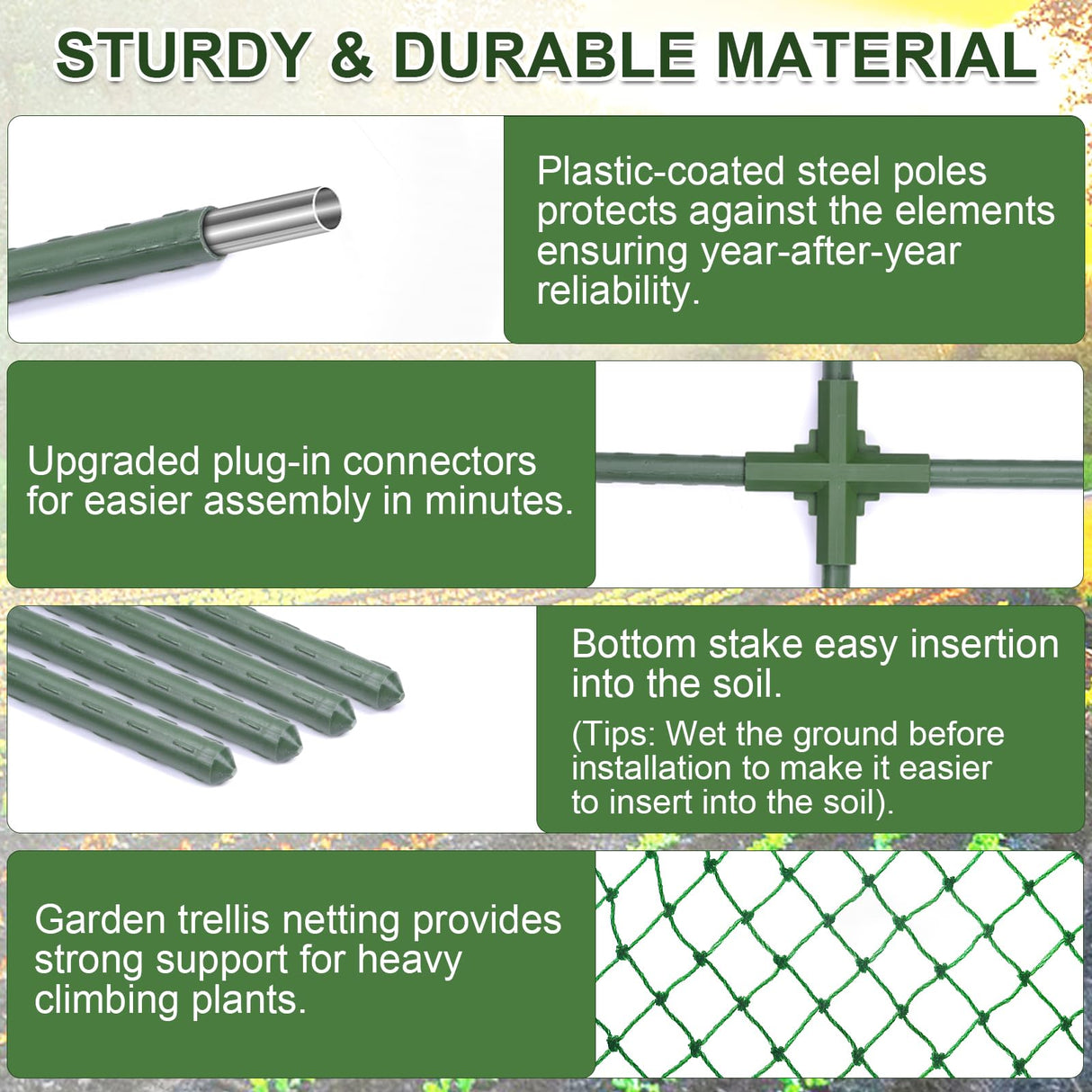 iGreely Cucumber Trellis for Raised Bed, U-Shape Garden Arch Metal Support for Climbing Plants, Metal Arch Vegetables Trellis, Plant Support for Vine (Green, 69.3" L×30" W×47.2" H)