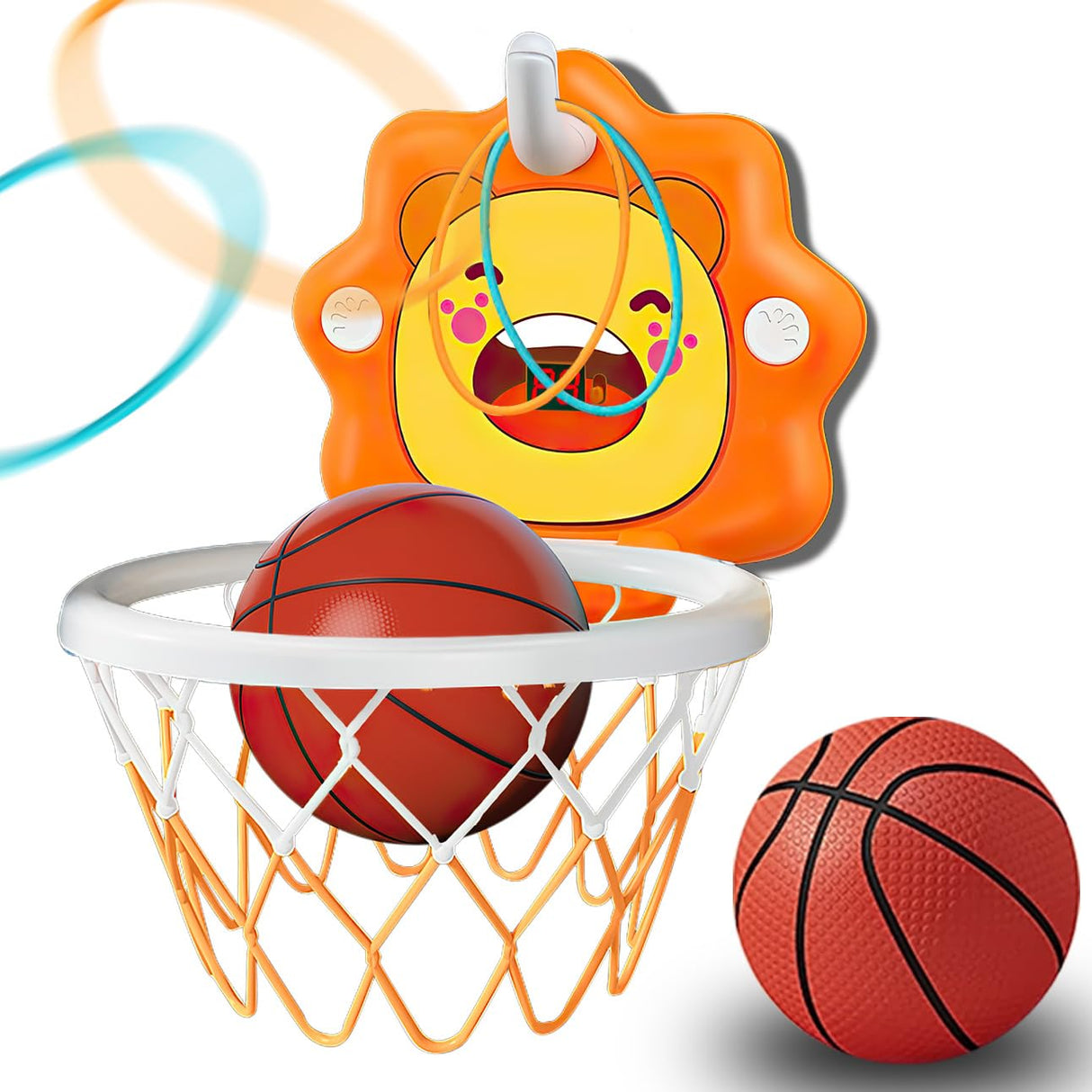 Toddler Kids Basketball Hoop Indoor Toys,Scoreboard Portable Design Adjustable Height,Christmas Birthday Baby Toddler Kids Boys Small Mini Basketball Hoop Gifts Toys (Orange, Large)