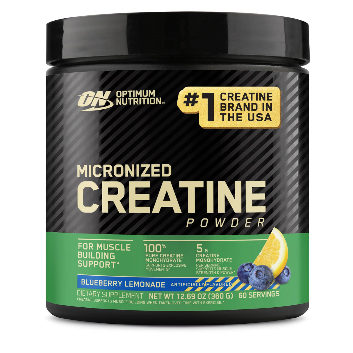 Optimum Nutrition Micronized Creatine Monohydrate Powder, Blueberry Lemonade Creatine, 60 Servings, 360 Grams (Packaging May Vary)