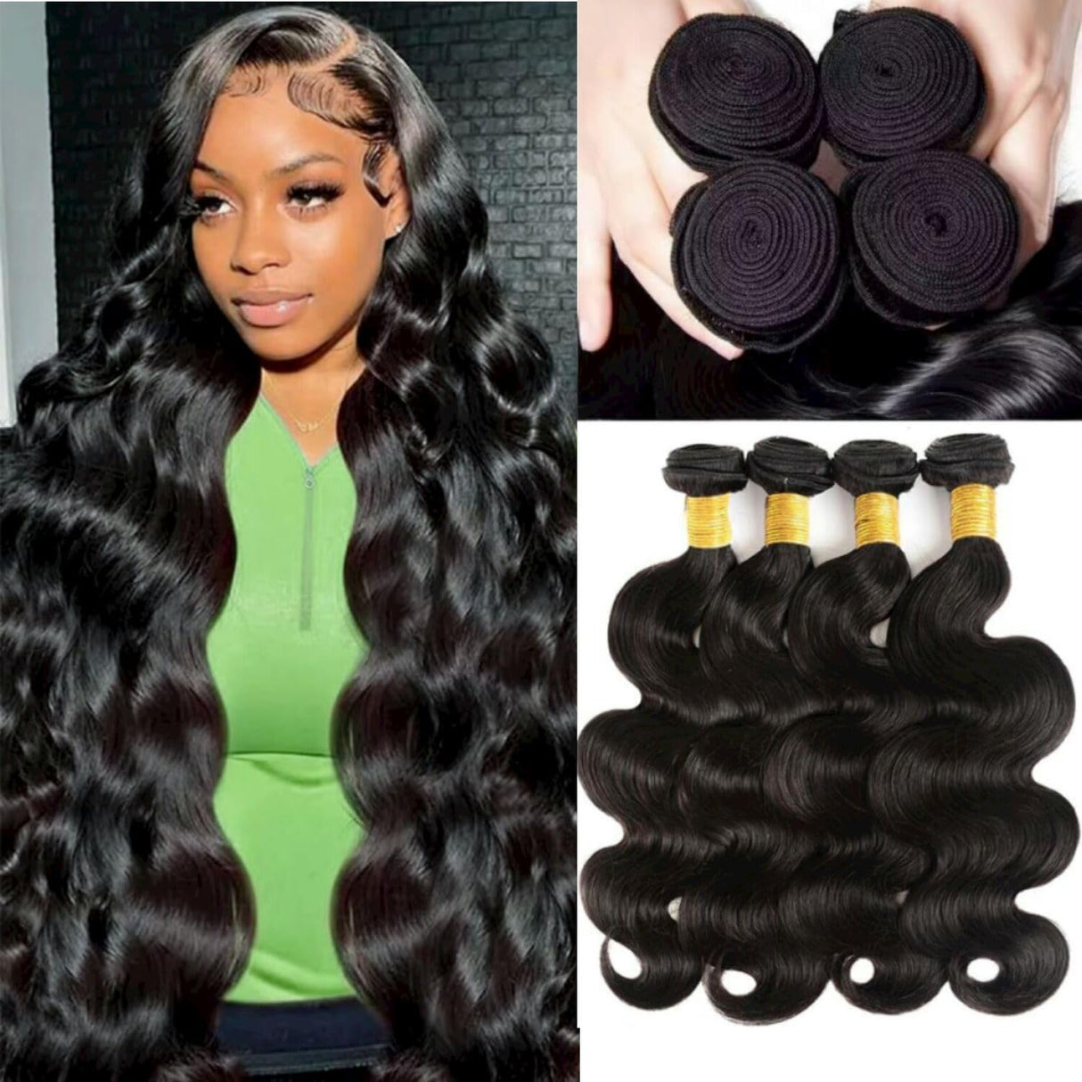 Body Wave Bundles Human Hair 18 20 22 24 Inch 100% Unprocessed 12A Brazilian Hair 4 Bundles Human Hair Body Wave Hair Extensions Natural Black