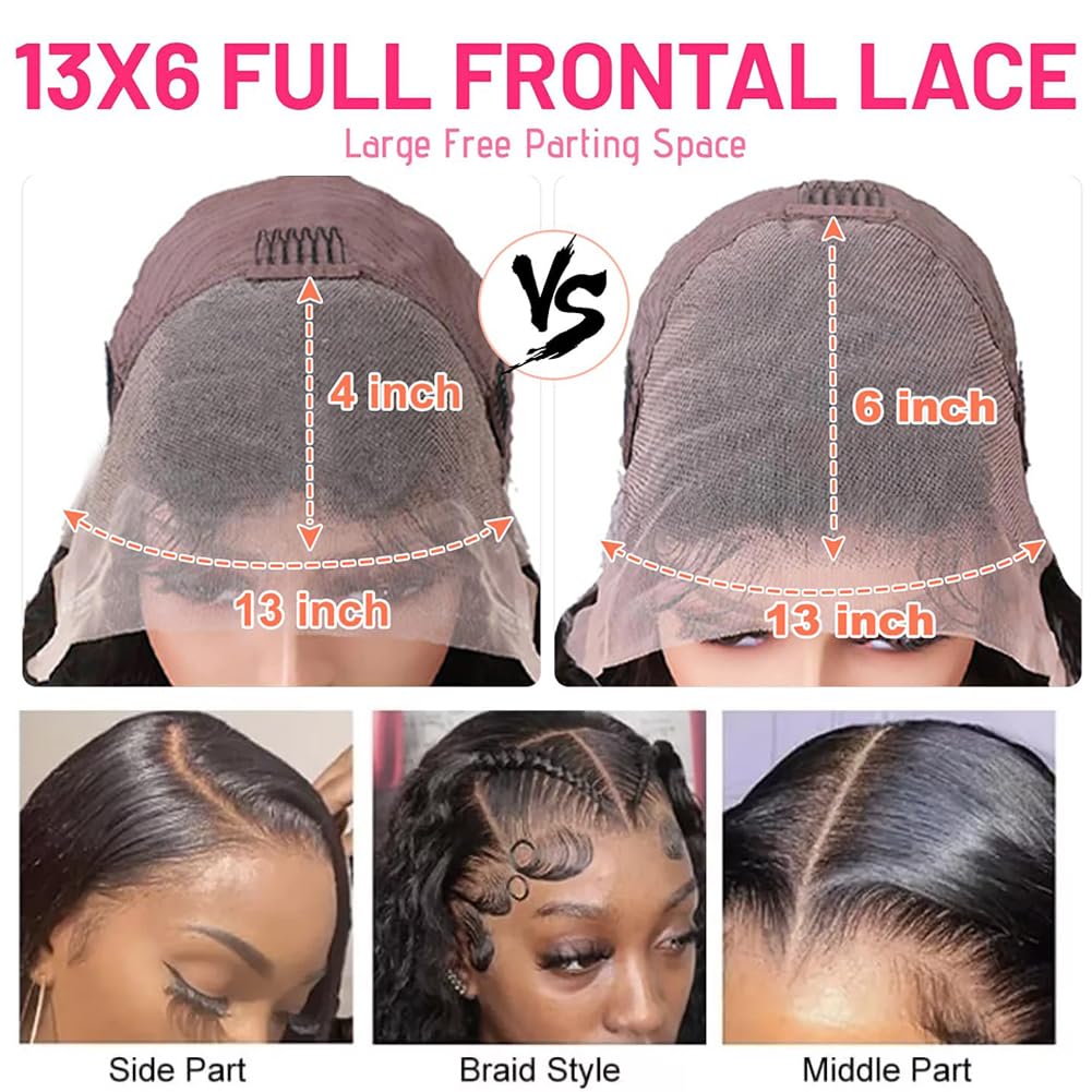 200 density 13x6 Water Wave Lace Front Wigs Human Hair Pre Plucked Glueless Wigs Human Hair Water Deep Cury HD Transparent 13x6 Full Lace Frontal Wigs Brazilian Virgin Hair Wigs Natural Black 28inch