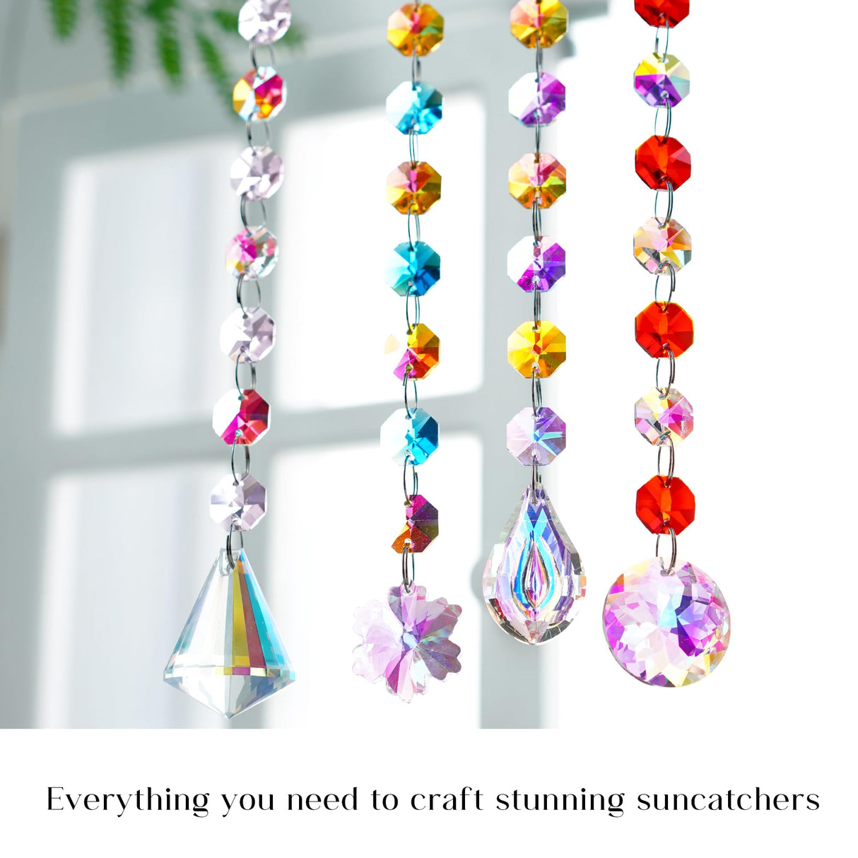 kanpura 164 Pcs DIY Suncatchers Kits Crystal Suncatcher Sun Catchers with Crystals Chandelier Prism Replacement Sun Catcher Beads for Windows Hanging