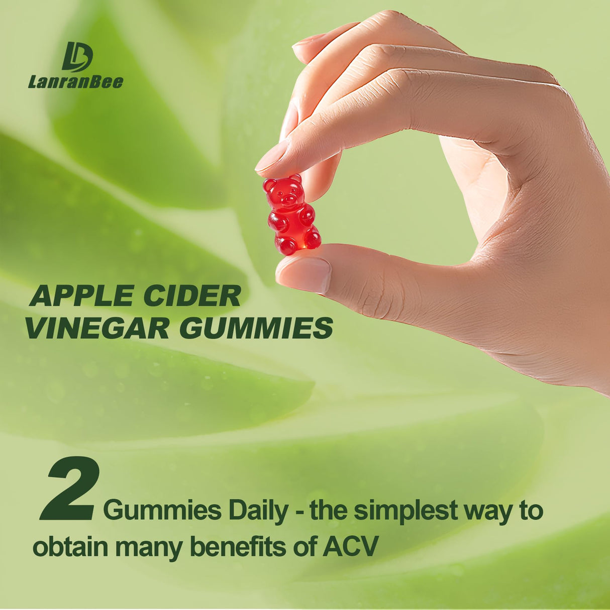 LanranBee Apple Cider Vinegar Gummies with Vitamins B12 Multivitamin ACV Supplement Gummy –Supports Digestion, Energy, Weight Management & Gut Health – Vegan, Non-GMO, Gluten-Free – 120 Count